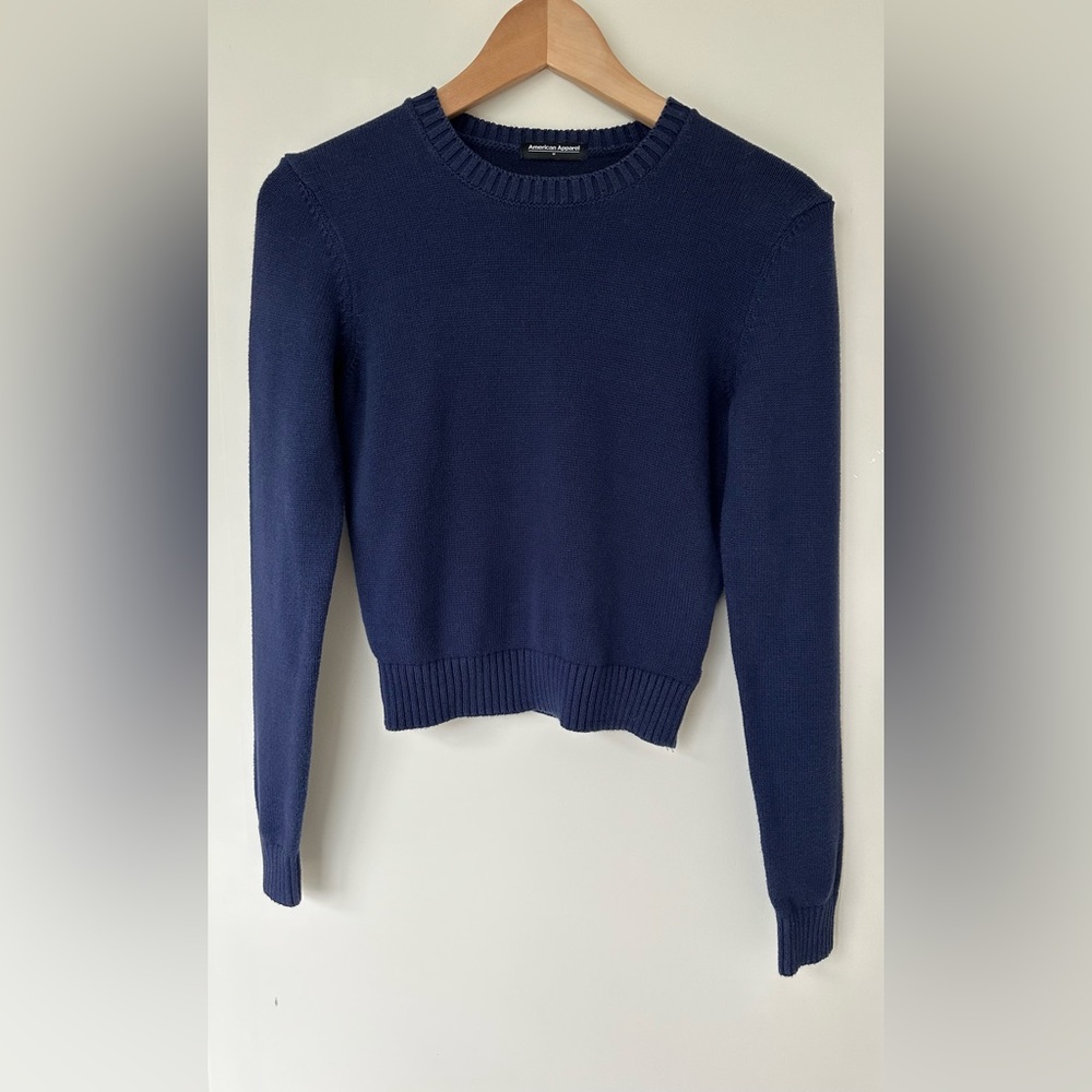 American Apparel - Cropped Sweater - Navy - Size M
